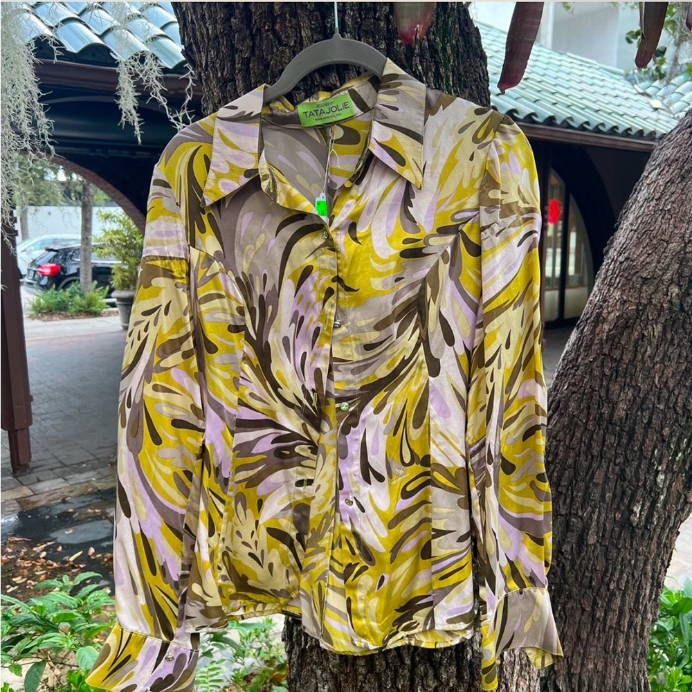 Tadashi Multicolor Abstract Blouse